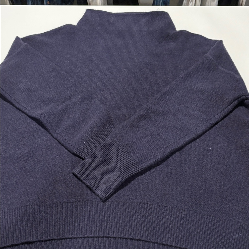 Vince purple mock 100 percent cashmere sweater. Front slighter shorter than back